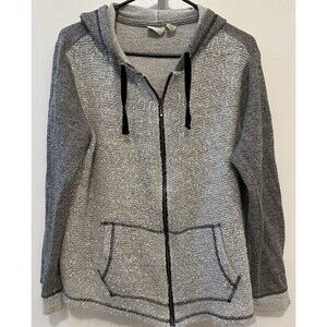 Zenergy Chico's Hoodie Jacket Women’s Sequin Long Sleeve Gray Size 2 Large